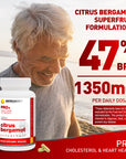 Bergamet PRO+ Citrus Bergamot supplement for heart health and cholesterol support. Features 1350mg of citrus bergamot extract per daily dosage with a patented 47% BPF polyphenol fraction.